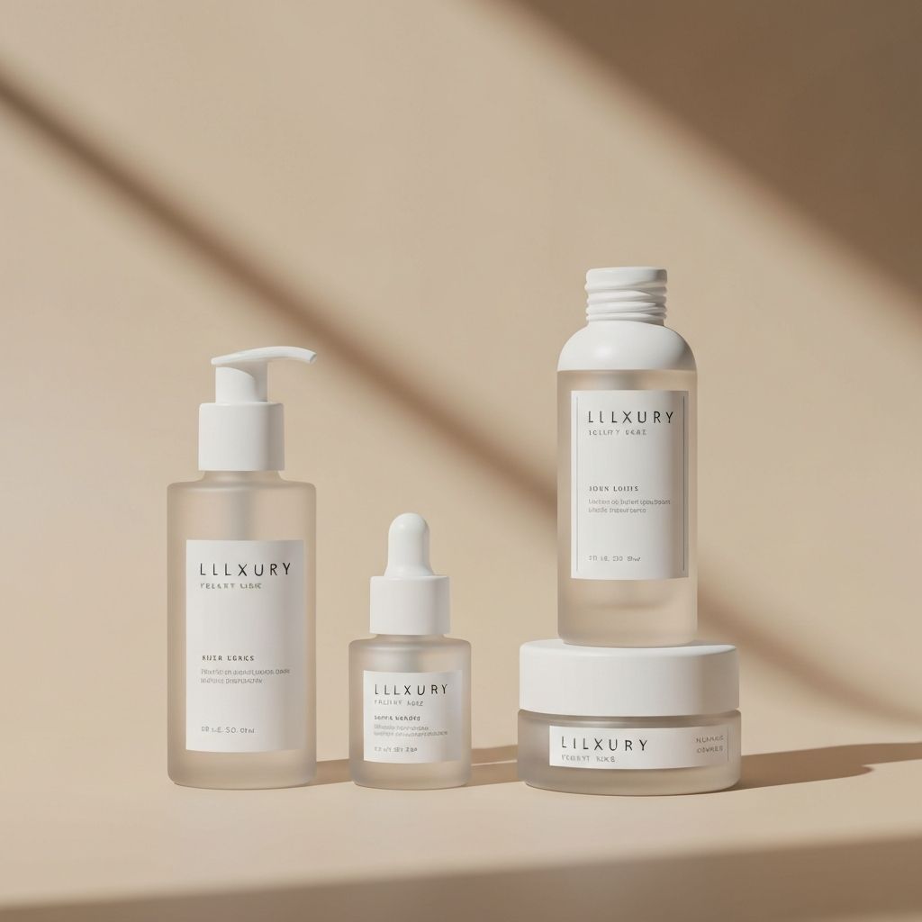 Luxury minimalist skincare product packaging with clean design