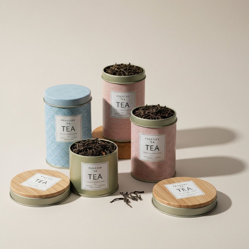 Premium loose leaf tea packaging with Japanese-inspired minimal design